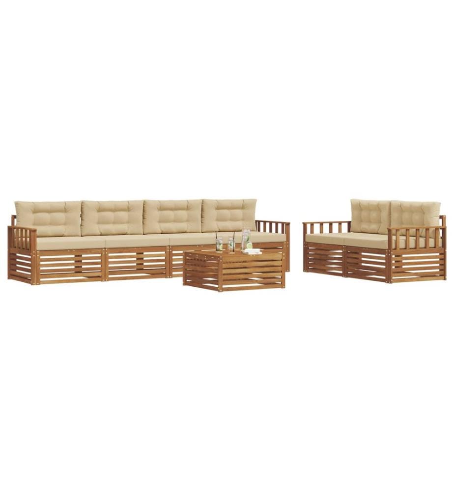 vidaXL Ensemble de canapés d'extérieur 7 pcs Naturel et Beige