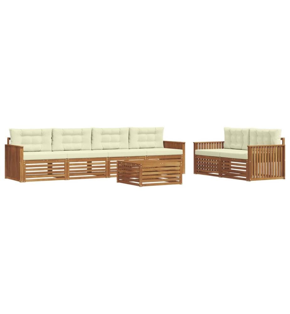 vidaXL Ensemble de canapés d'extérieur 7 pcs Naturel et Crème