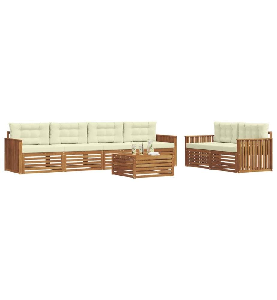 vidaXL Ensemble de canapés d'extérieur 7 pcs Naturel et Crème