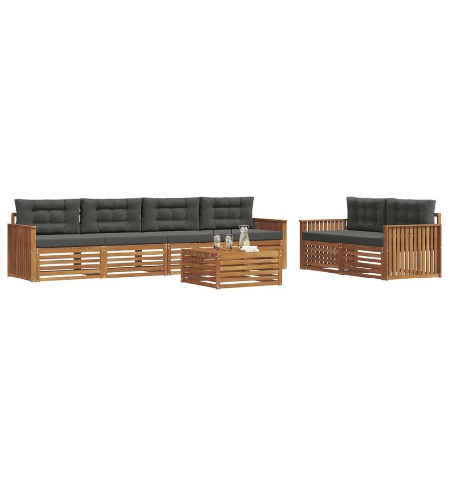 vidaXL Ensemble de canapés d'extérieur 7 pcs Naturel et Anthracite