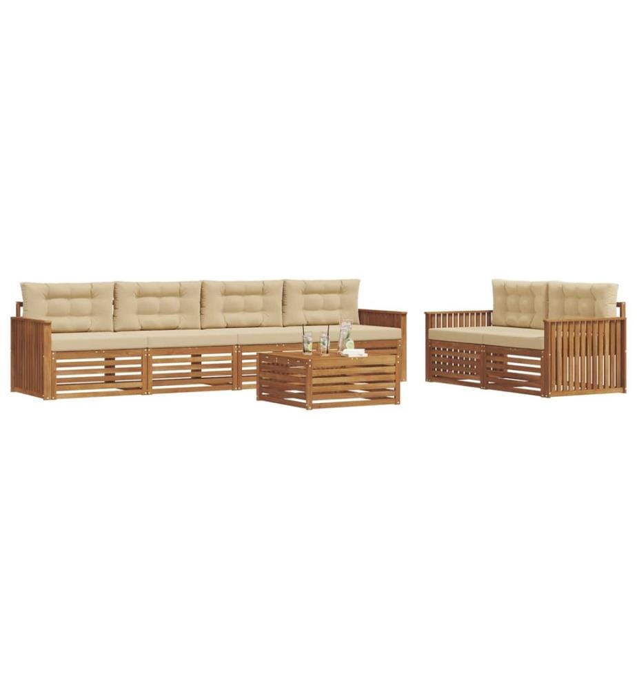 vidaXL Ensemble de canapés d'extérieur 7 pcs Naturel et Beige