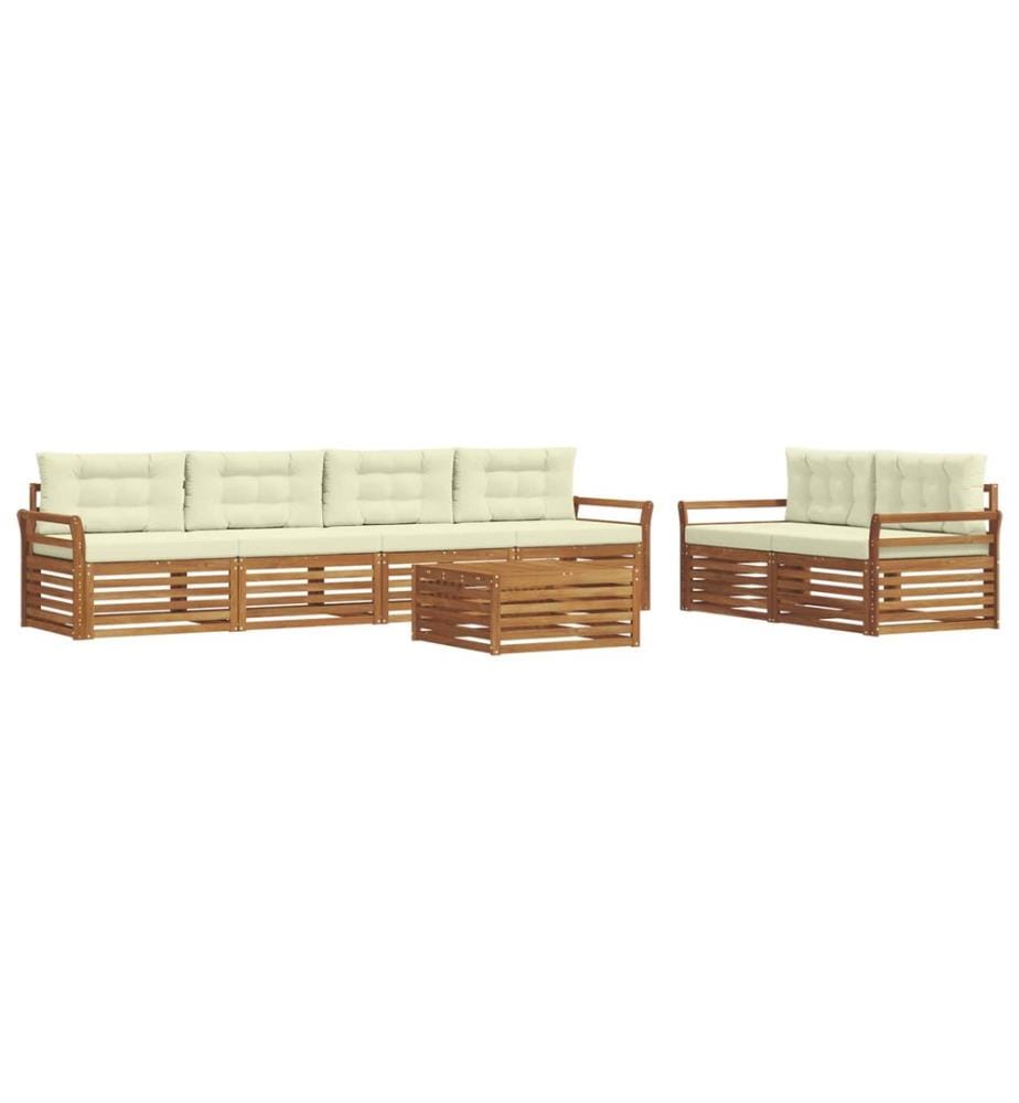 vidaXL Ensemble de canapés d'extérieur 7 pcs Naturel et Crème