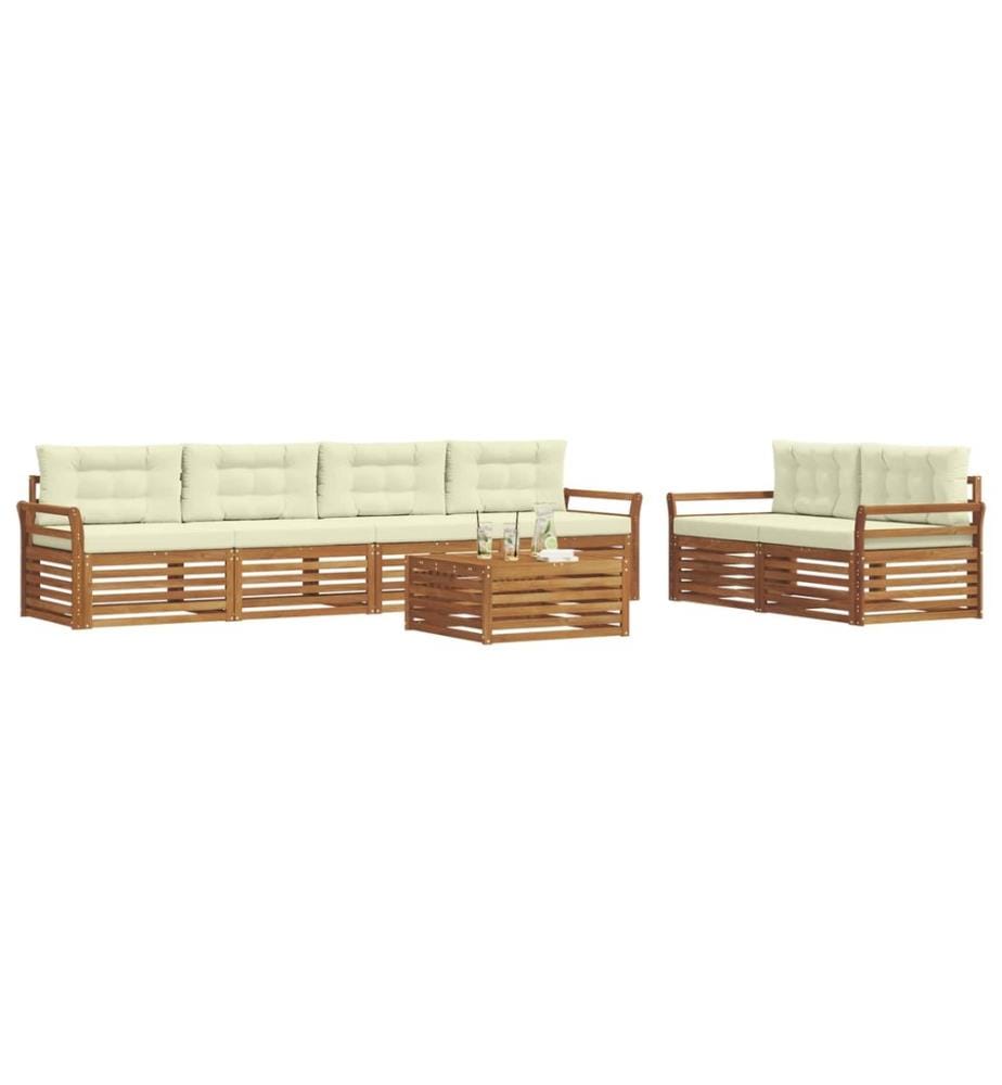 vidaXL Ensemble de canapés d'extérieur 7 pcs Naturel et Crème