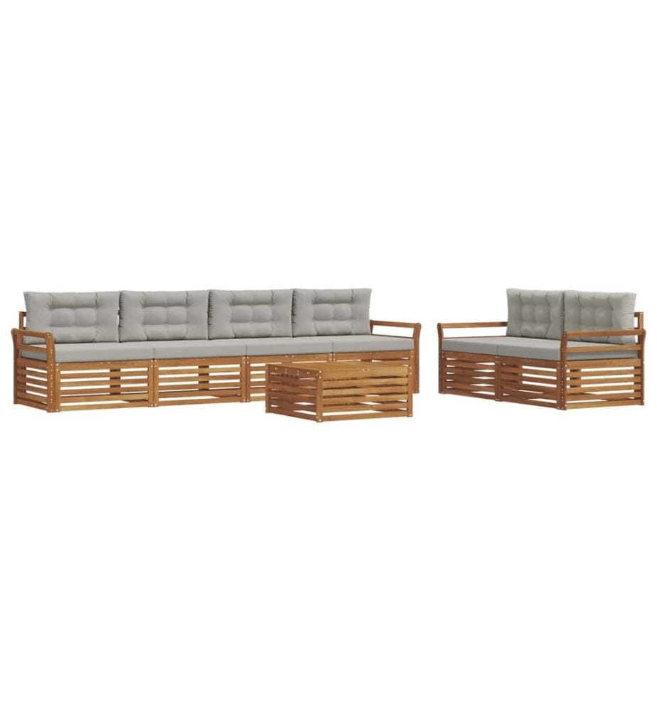 vidaXL Ensemble de canapés d'extérieur 7 pcs Gris Naturel et Clair
