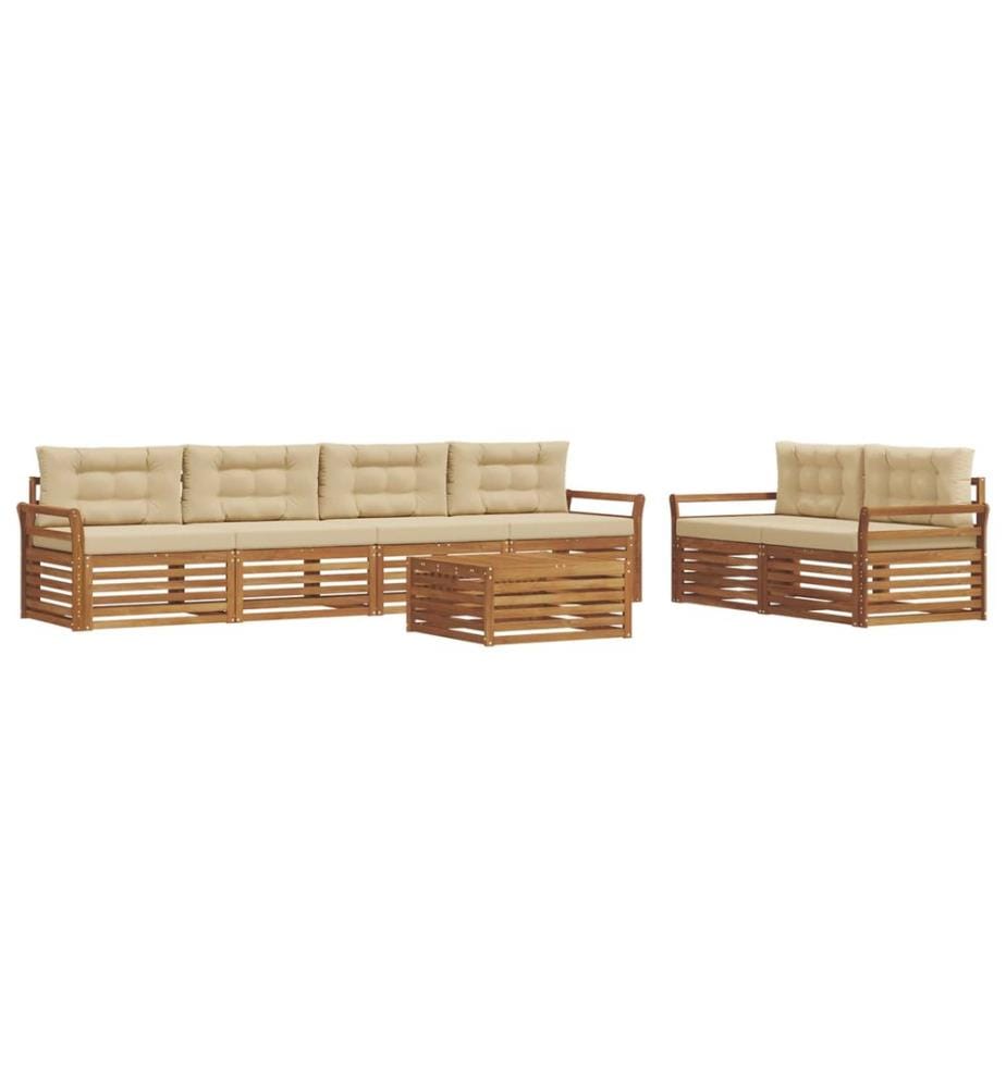 vidaXL Ensemble de canapés d'extérieur 7 pcs Naturel et Beige