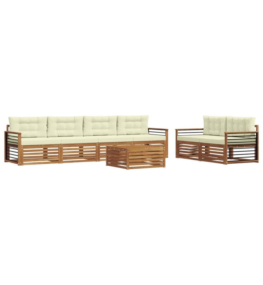 vidaXL Ensemble de canapés d'extérieur 7 pcs Naturel et Crème