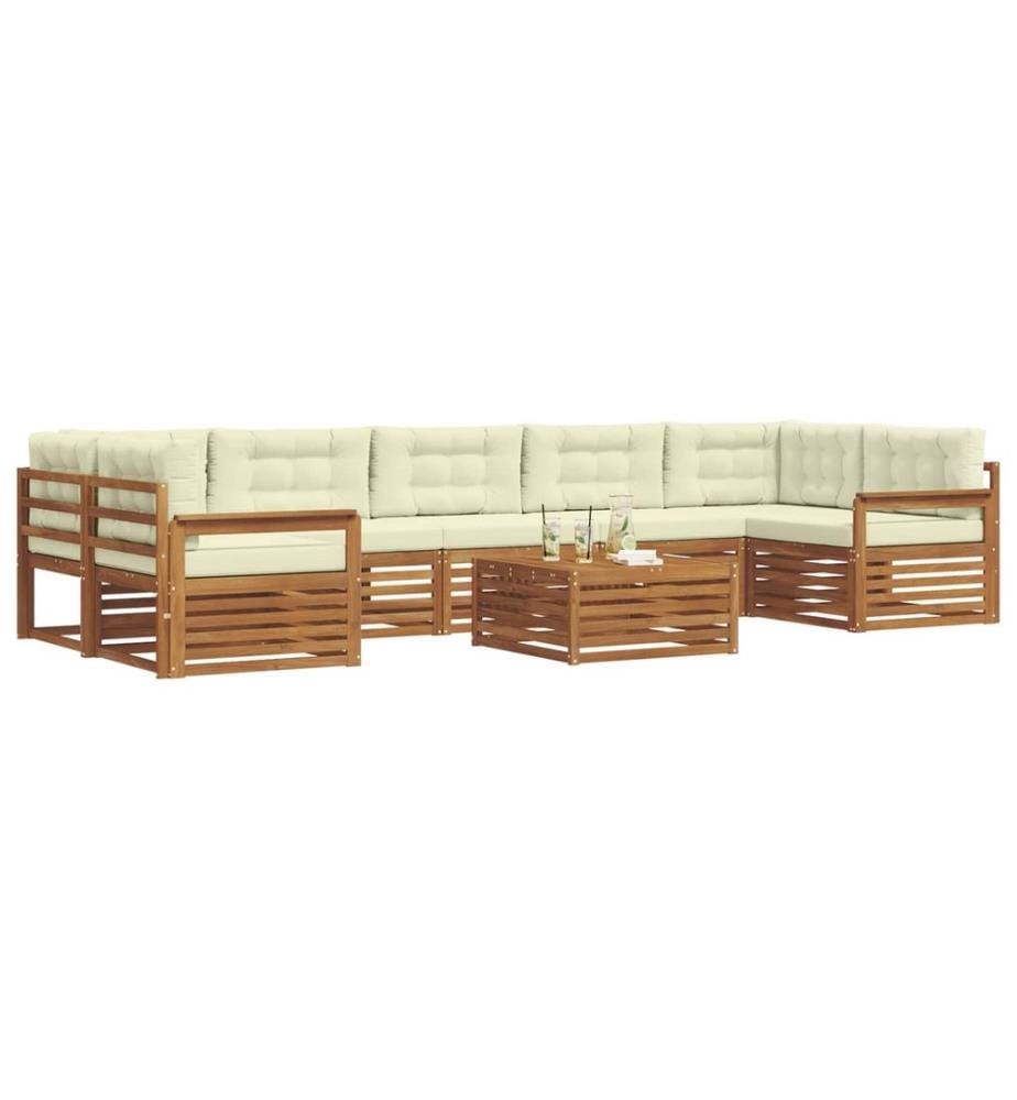 vidaXL Ensemble de canapés d'extérieur 8 pcs Naturel et Crème