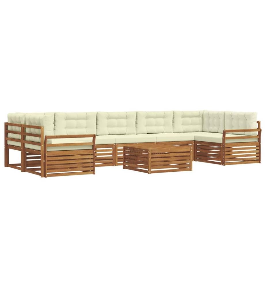 vidaXL Ensemble de canapés d'extérieur 8 pcs Naturel et Crème