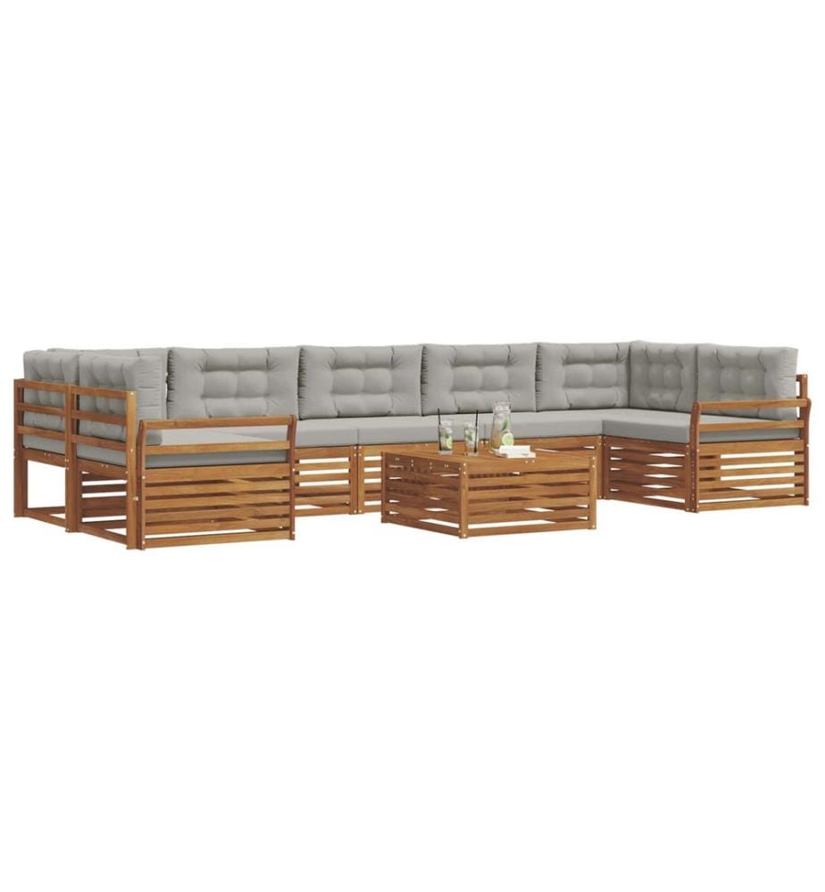 vidaXL Ensemble de canapés d'extérieur 8 pcs Gris Naturel et Clair