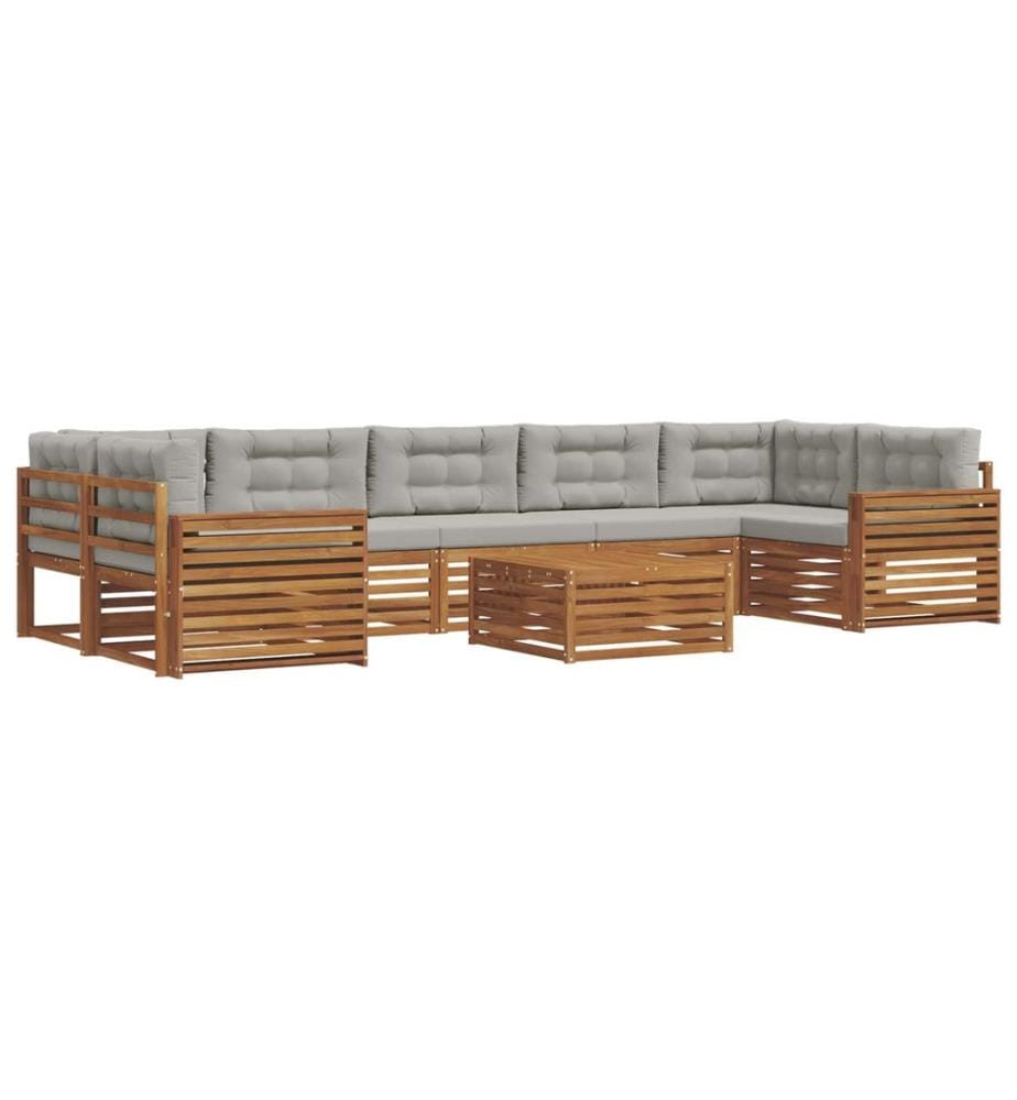vidaXL Ensemble de canapés d'extérieur 8 pcs Gris Naturel et Clair