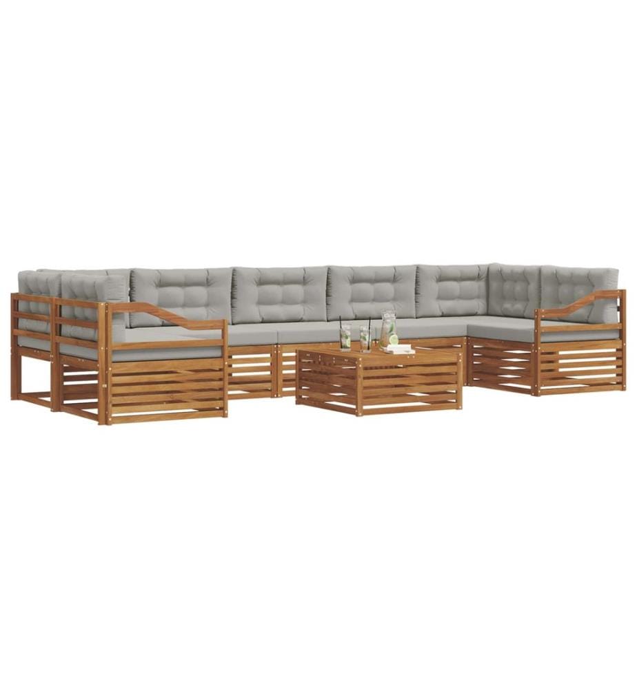 vidaXL Ensemble de canapés d'extérieur 8 pcs Gris Naturel et Clair