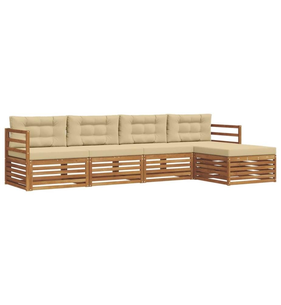 vidaXL Ensemble de canapés d'extérieur 5 pcs Naturel et Beige
