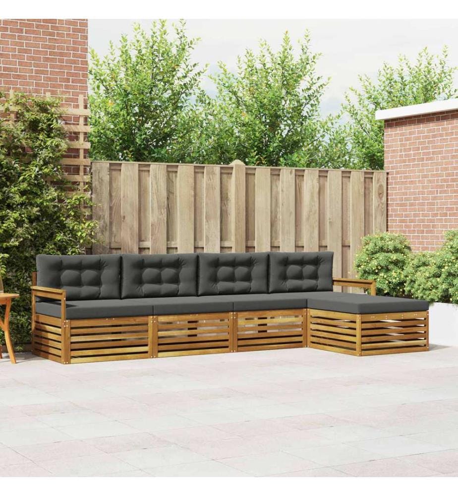 vidaXL Ensemble de canapés d'extérieur 5 pcs Naturel et Anthracite