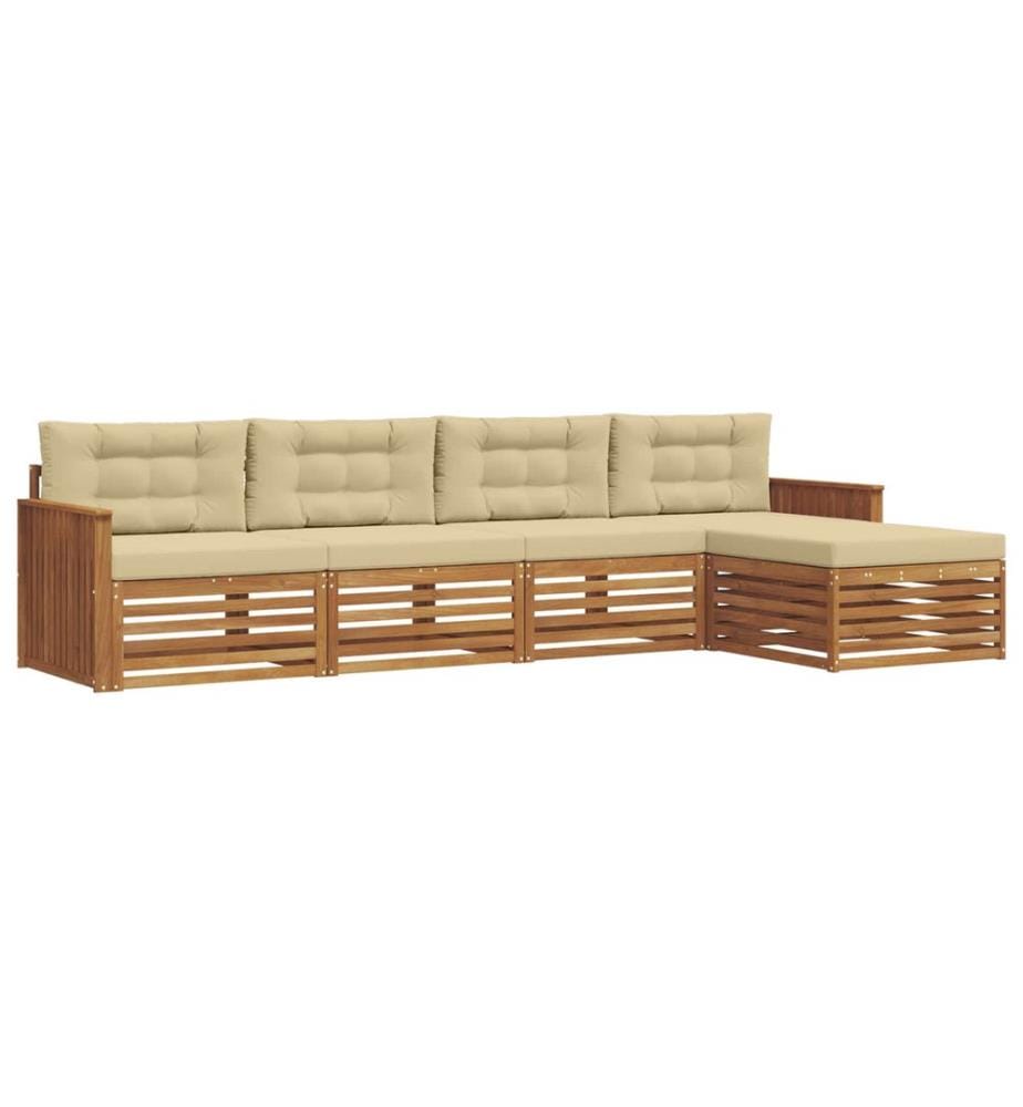 vidaXL Ensemble de canapés d'extérieur 5 pcs Naturel et Beige