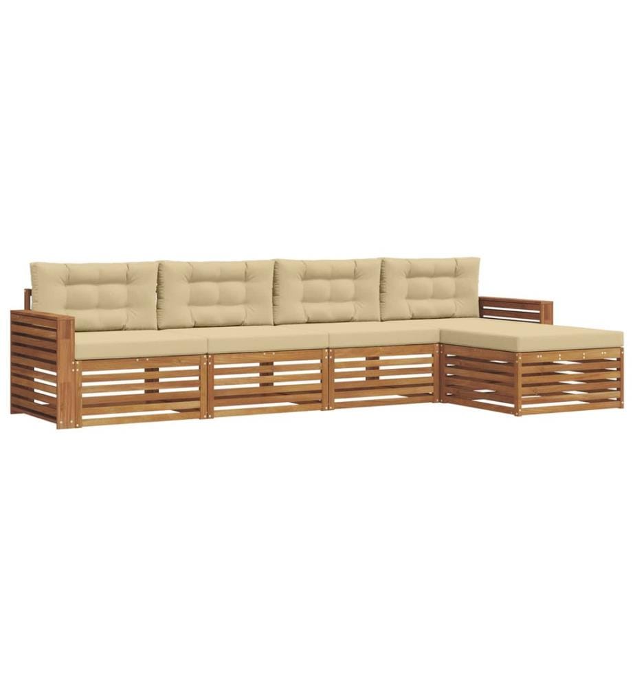 vidaXL Ensemble de canapés d'extérieur 5 pcs Naturel et Beige