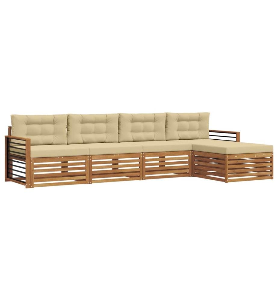 vidaXL Ensemble de canapés d'extérieur 5 pcs Naturel et Beige