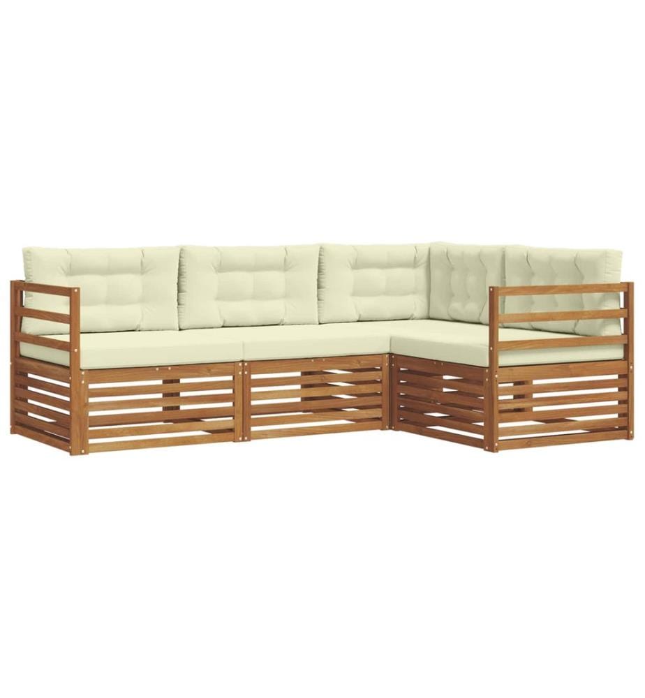 vidaXL Ensemble de canapés d'extérieur 4 pcs Naturel et Crème