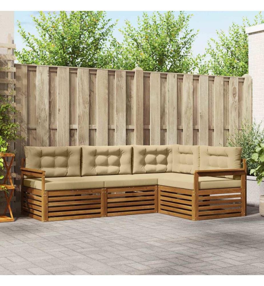 vidaXL Ensemble de canapés d'extérieur 4 pcs Naturel et Beige