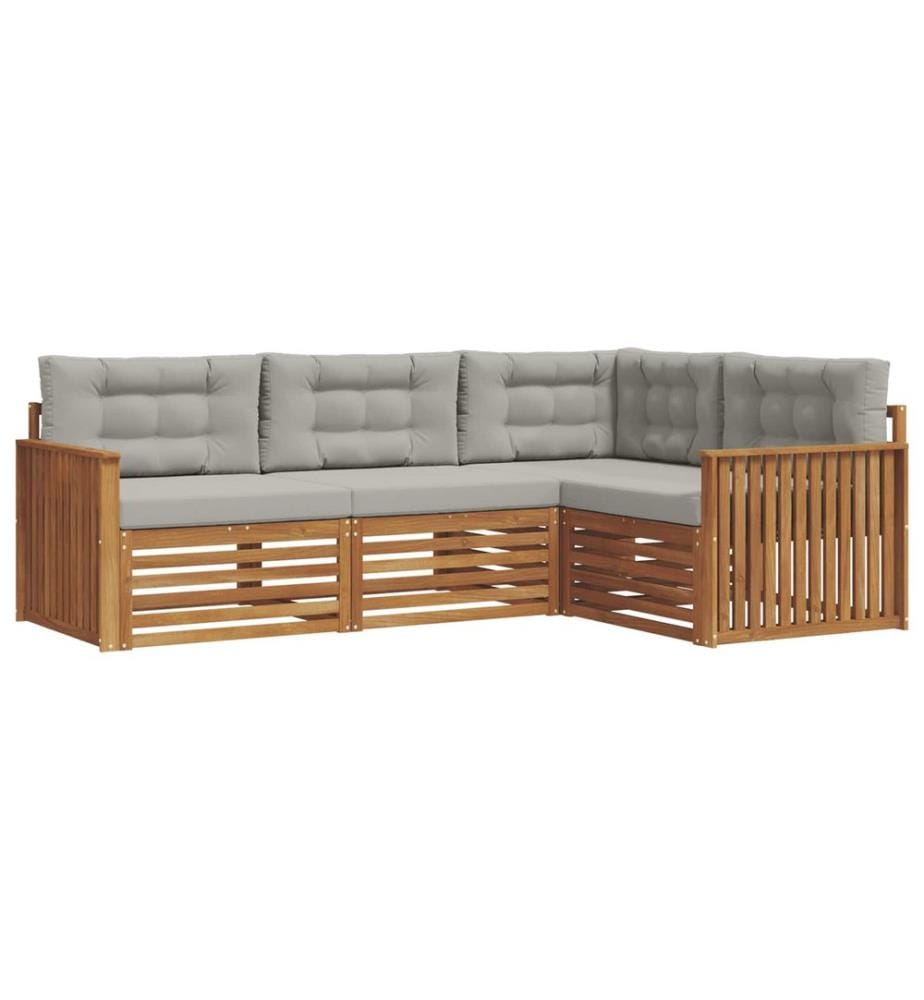 vidaXL Ensemble de canapés d'extérieur 4 pcs Gris Naturel et Clair