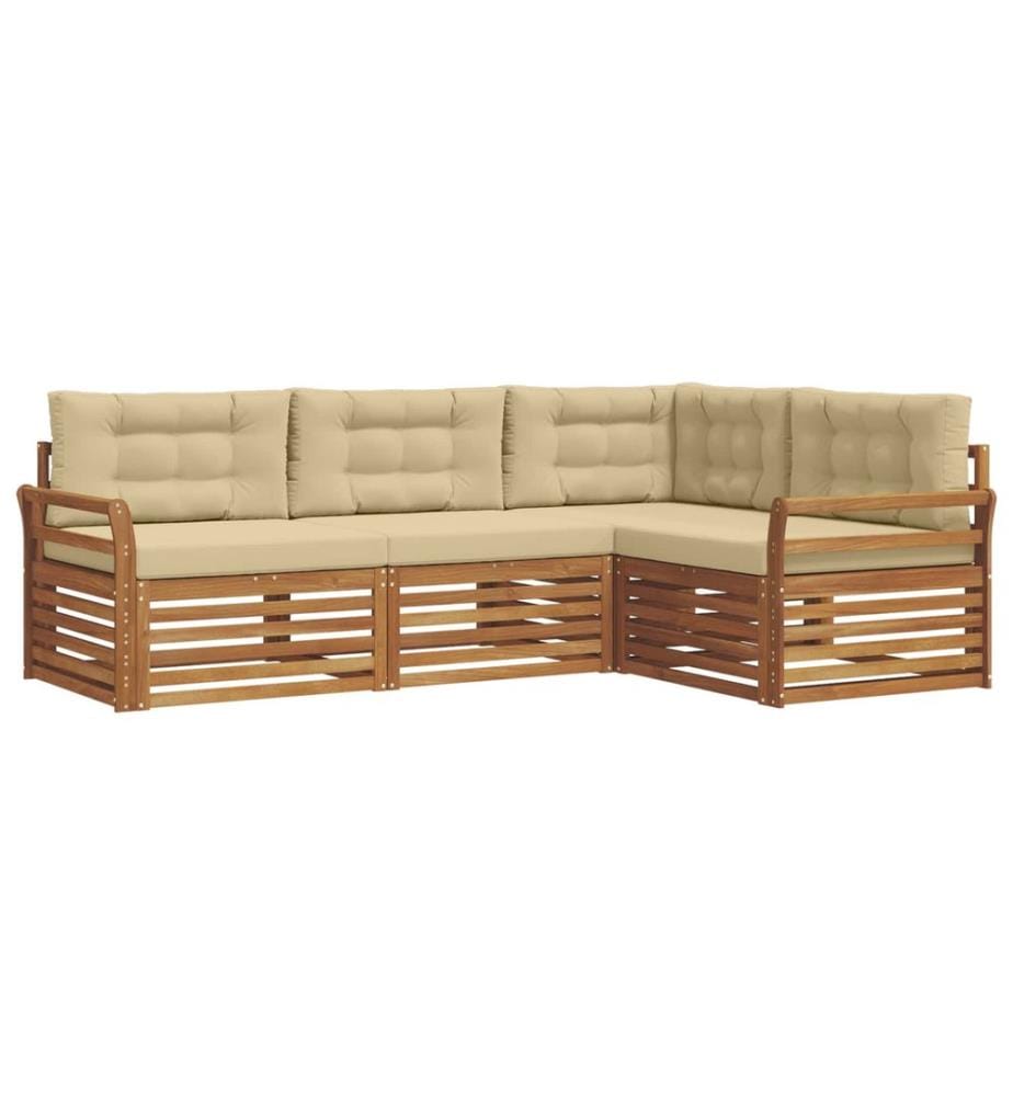 vidaXL Ensemble de canapés d'extérieur 4 pcs Naturel et Beige