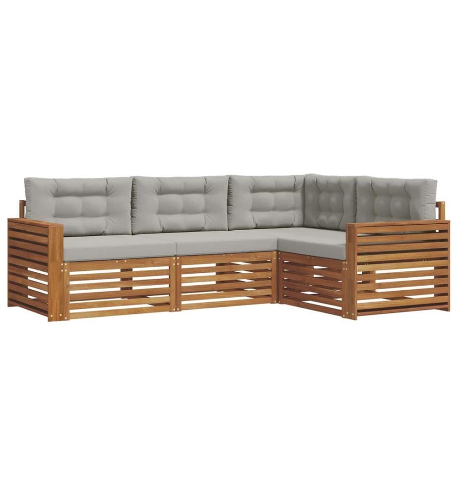 vidaXL Ensemble de canapés d'extérieur 4 pcs Gris Naturel et Clair