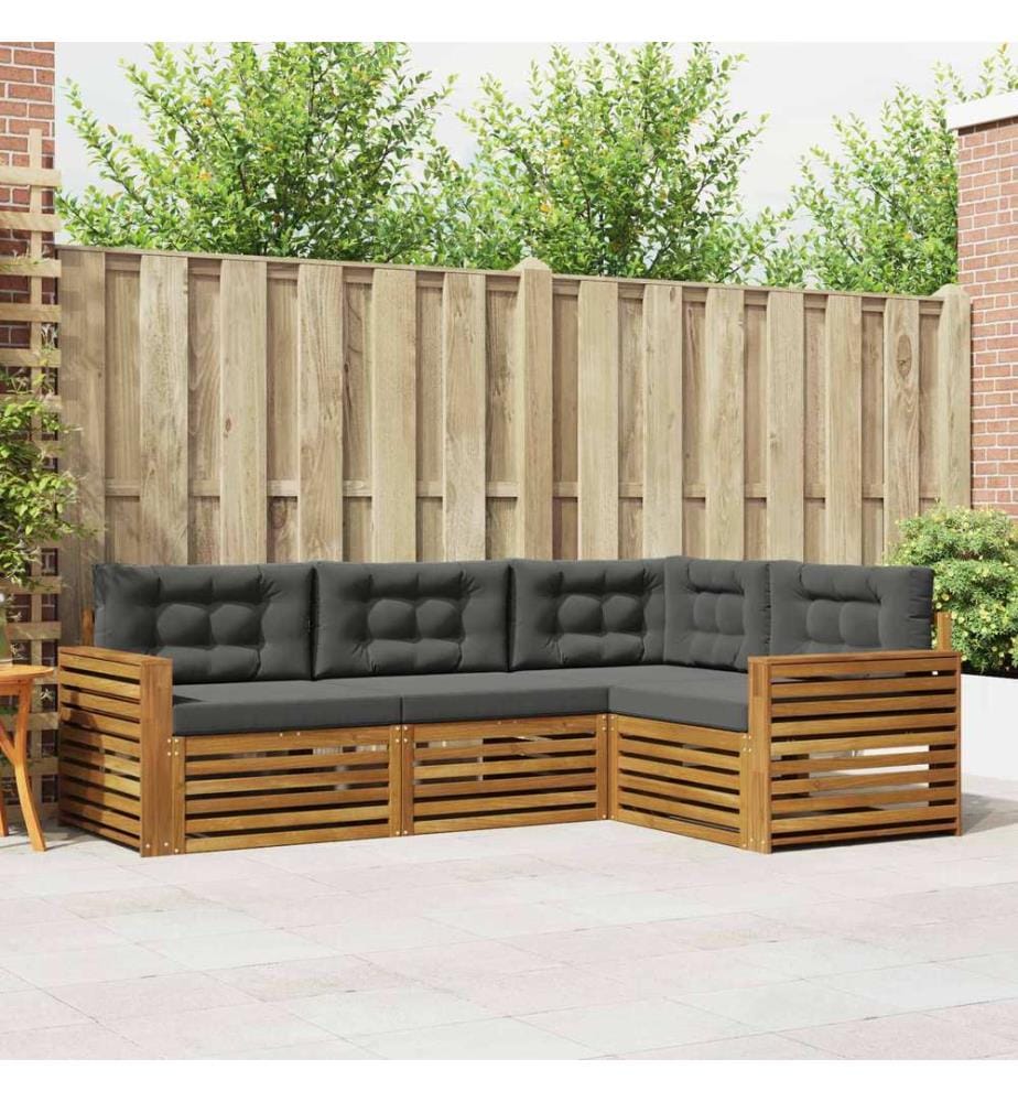 vidaXL Ensemble de canapés d'extérieur 4 pcs Naturel et Anthracite
