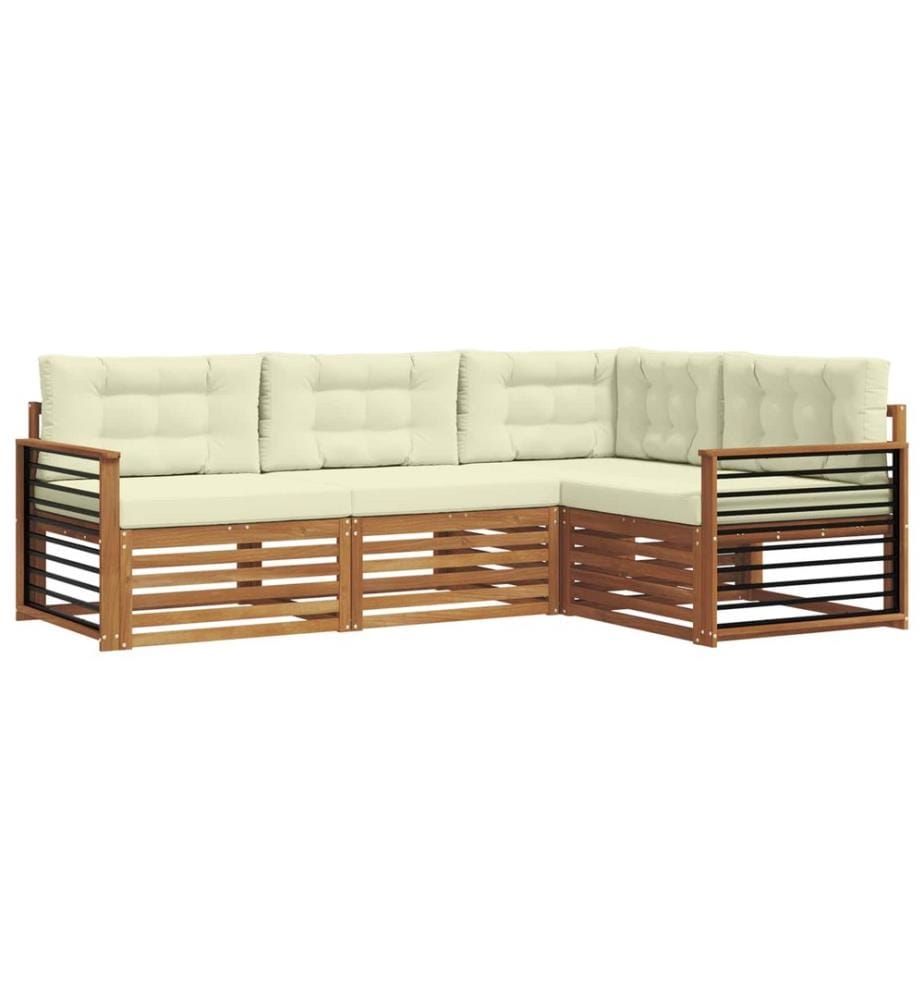 vidaXL Ensemble de canapés d'extérieur 4 pcs Naturel et Crème