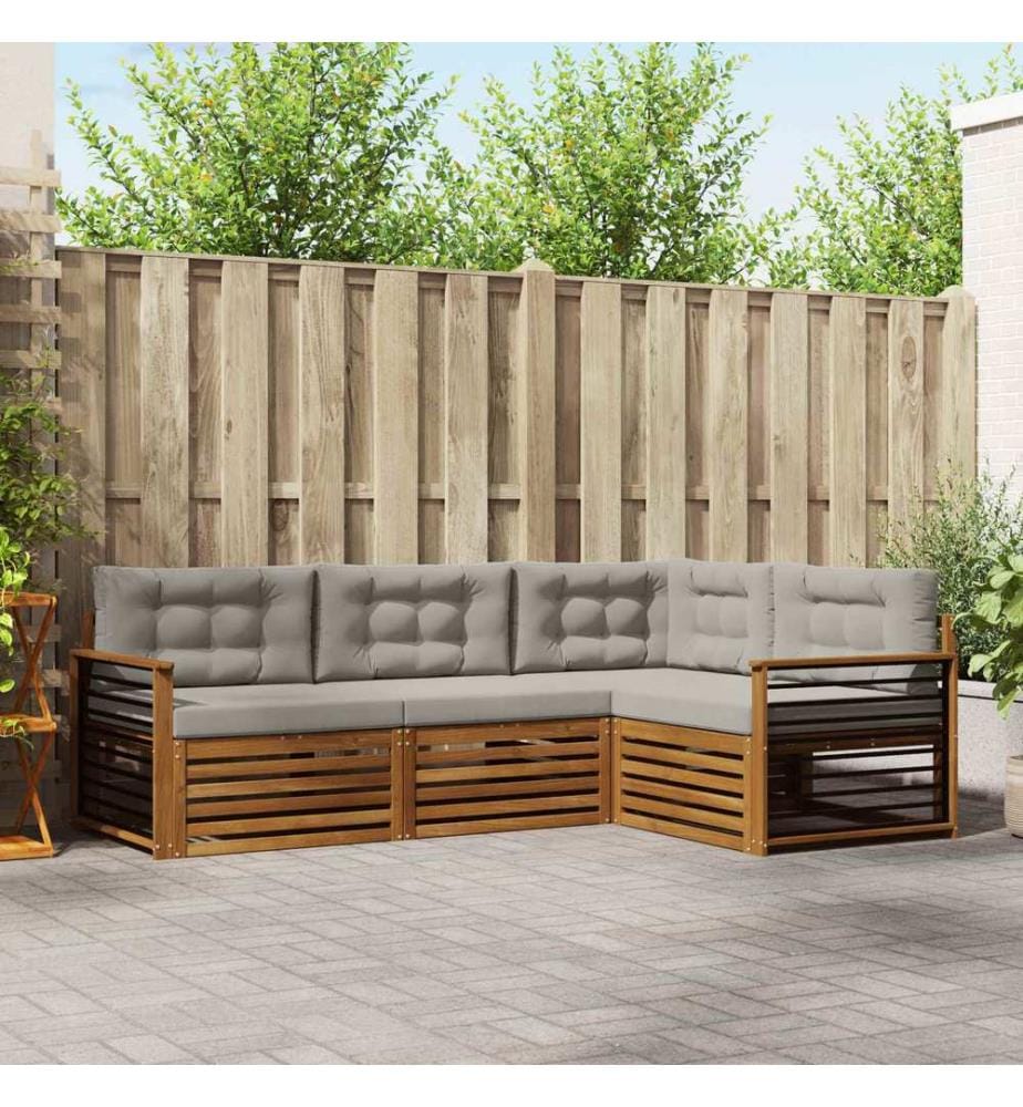 vidaXL Ensemble de canapés d'extérieur 4 pcs Gris Naturel et Clair