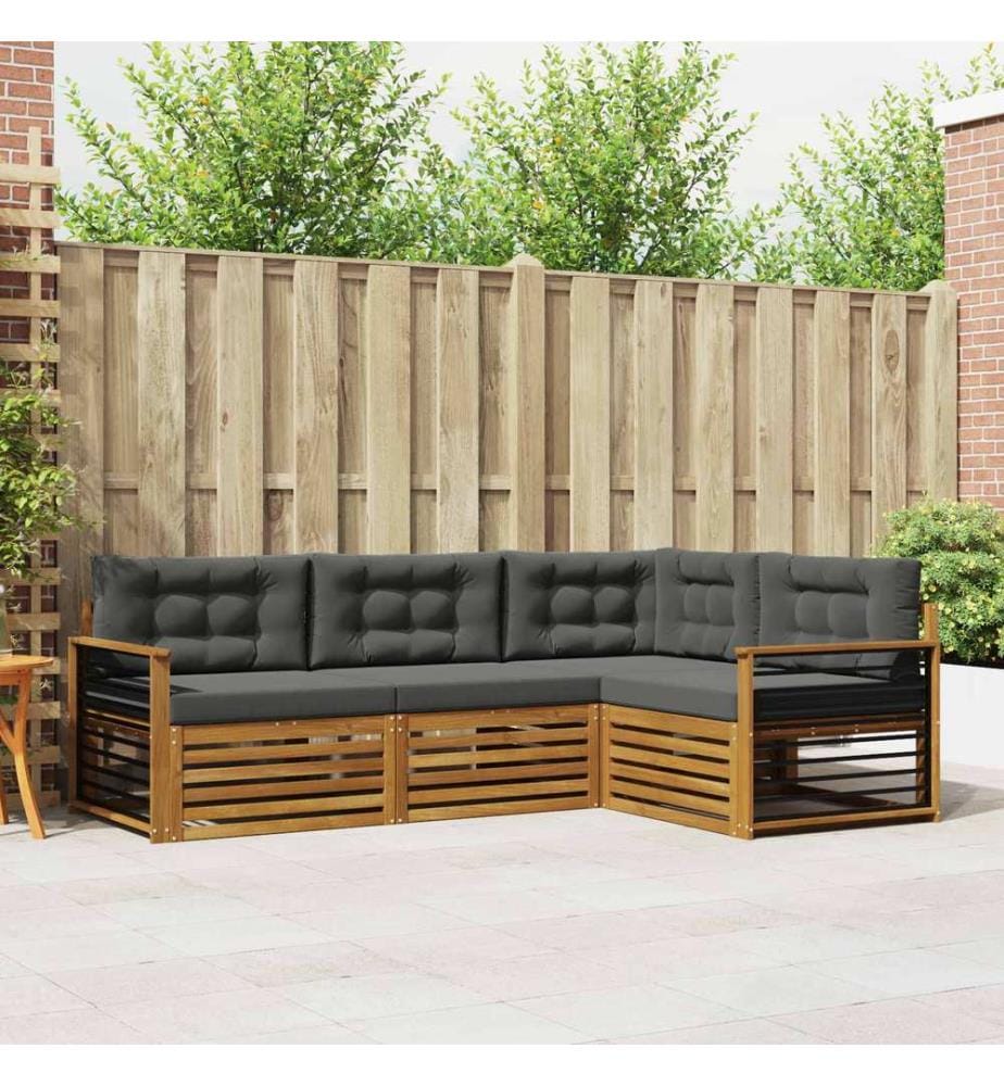 vidaXL Ensemble de canapés d'extérieur 4 pcs Naturel et Anthracite