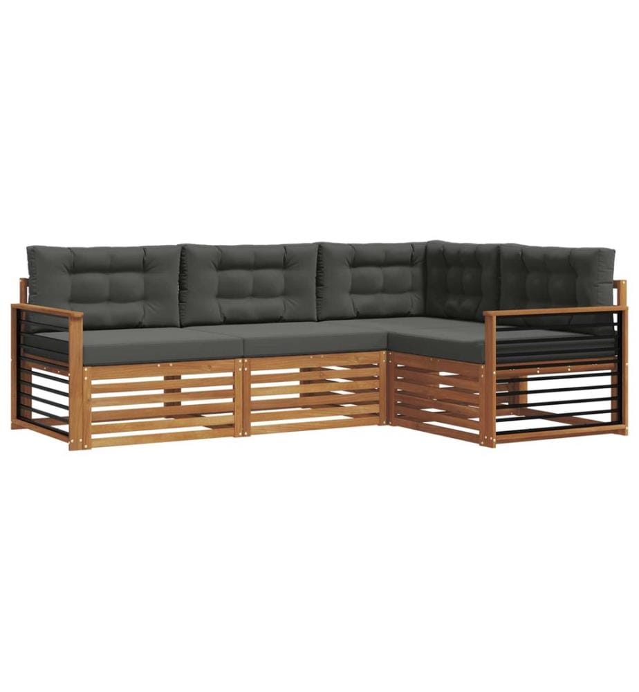 vidaXL Ensemble de canapés d'extérieur 4 pcs Naturel et Anthracite