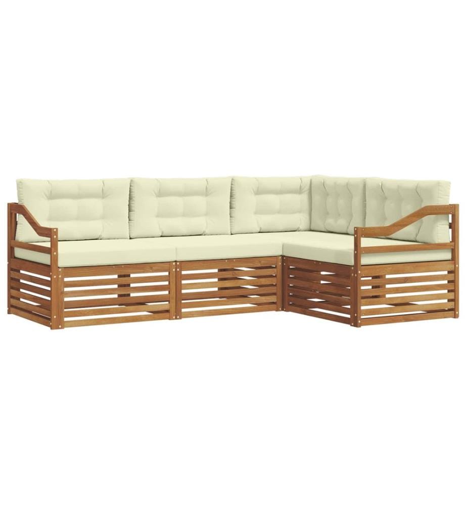 vidaXL Ensemble de canapés d'extérieur 4 pcs Naturel et Crème