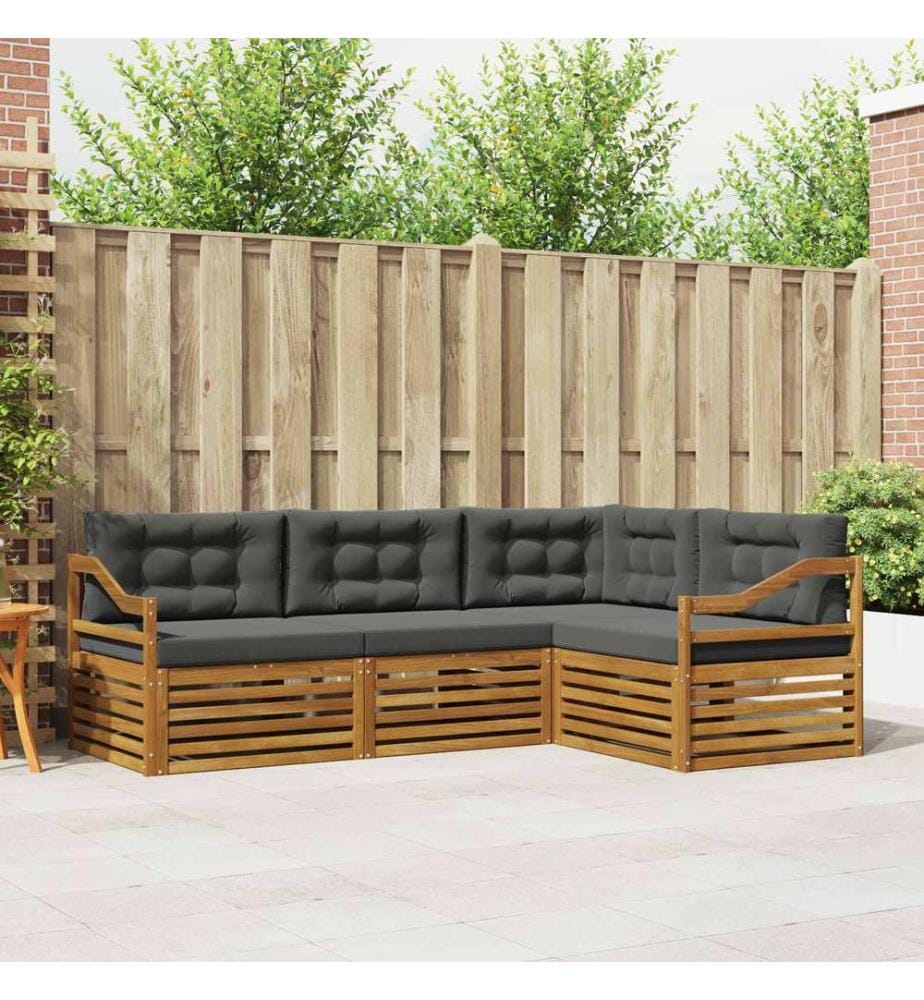vidaXL Ensemble de canapés d'extérieur 4 pcs Naturel et Anthracite