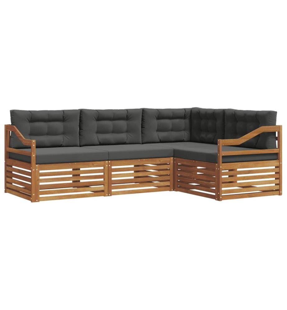 vidaXL Ensemble de canapés d'extérieur 4 pcs Naturel et Anthracite