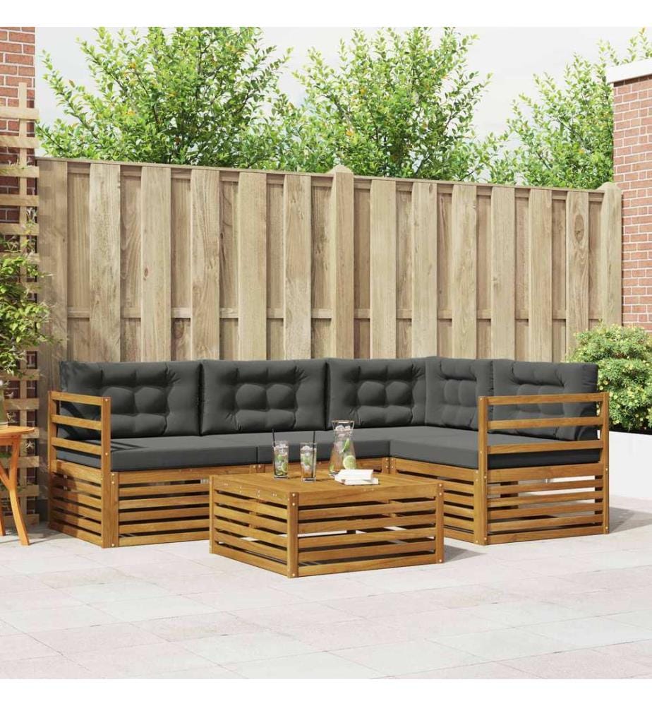 vidaXL Ensemble de canapés d'extérieur 5 pcs Naturel et Anthracite
