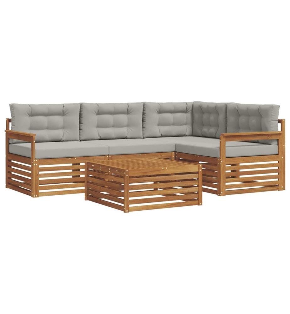 vidaXL Ensemble de canapés d'extérieur 5 pcs Gris Naturel et Clair