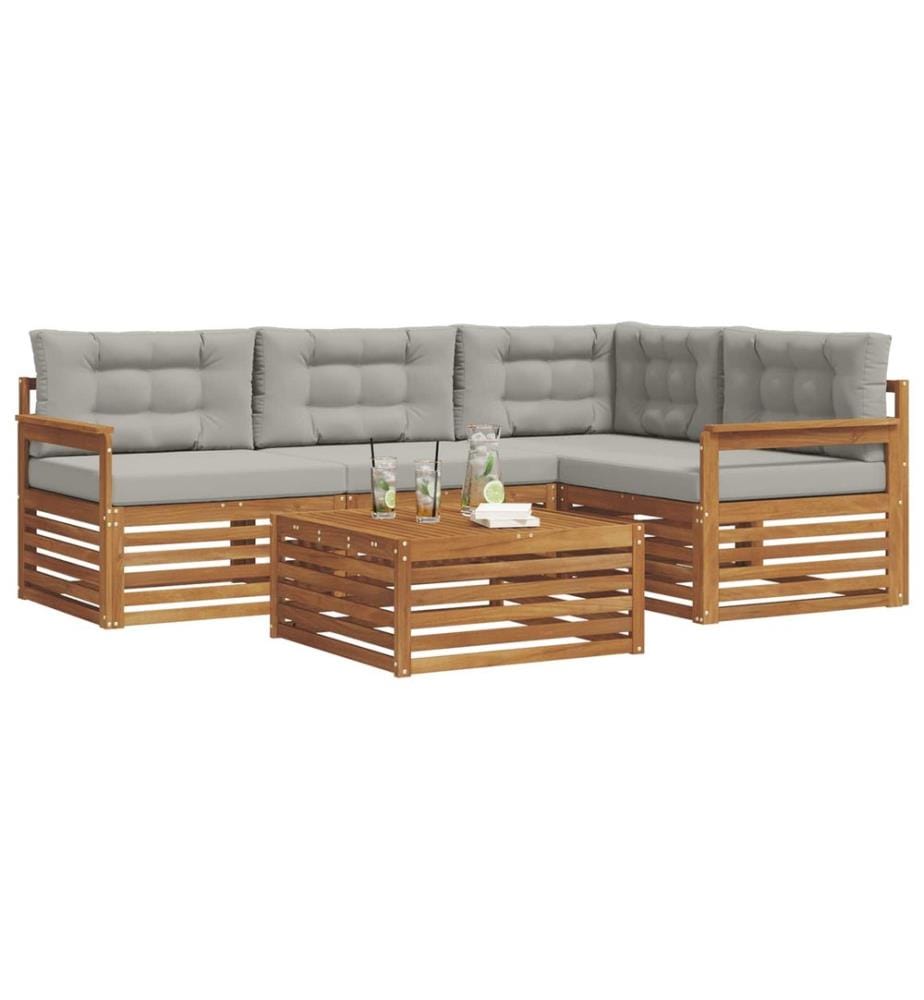 vidaXL Ensemble de canapés d'extérieur 5 pcs Gris Naturel et Clair