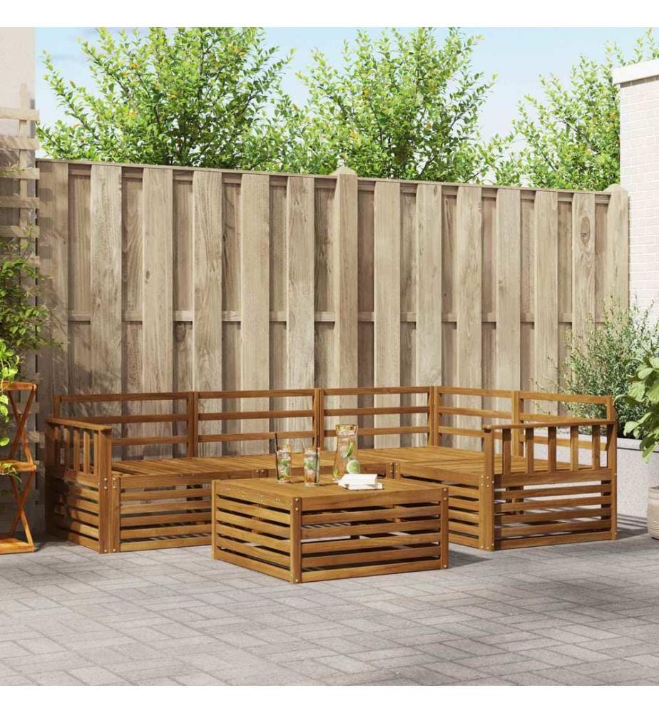 vidaXL Ensemble de canapés d'extérieur 5 pcs Naturel
