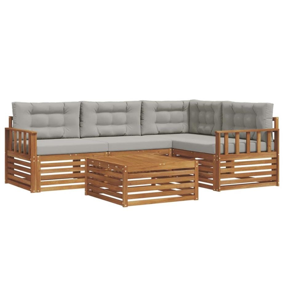 vidaXL Ensemble de canapés d'extérieur 5 pcs Gris Naturel et Clair