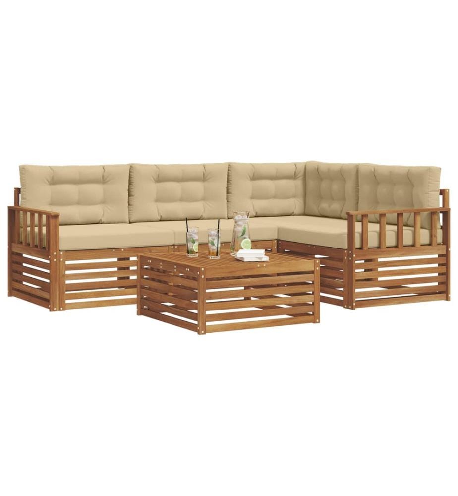 vidaXL Ensemble de canapés d'extérieur 5 pcs Naturel et Beige