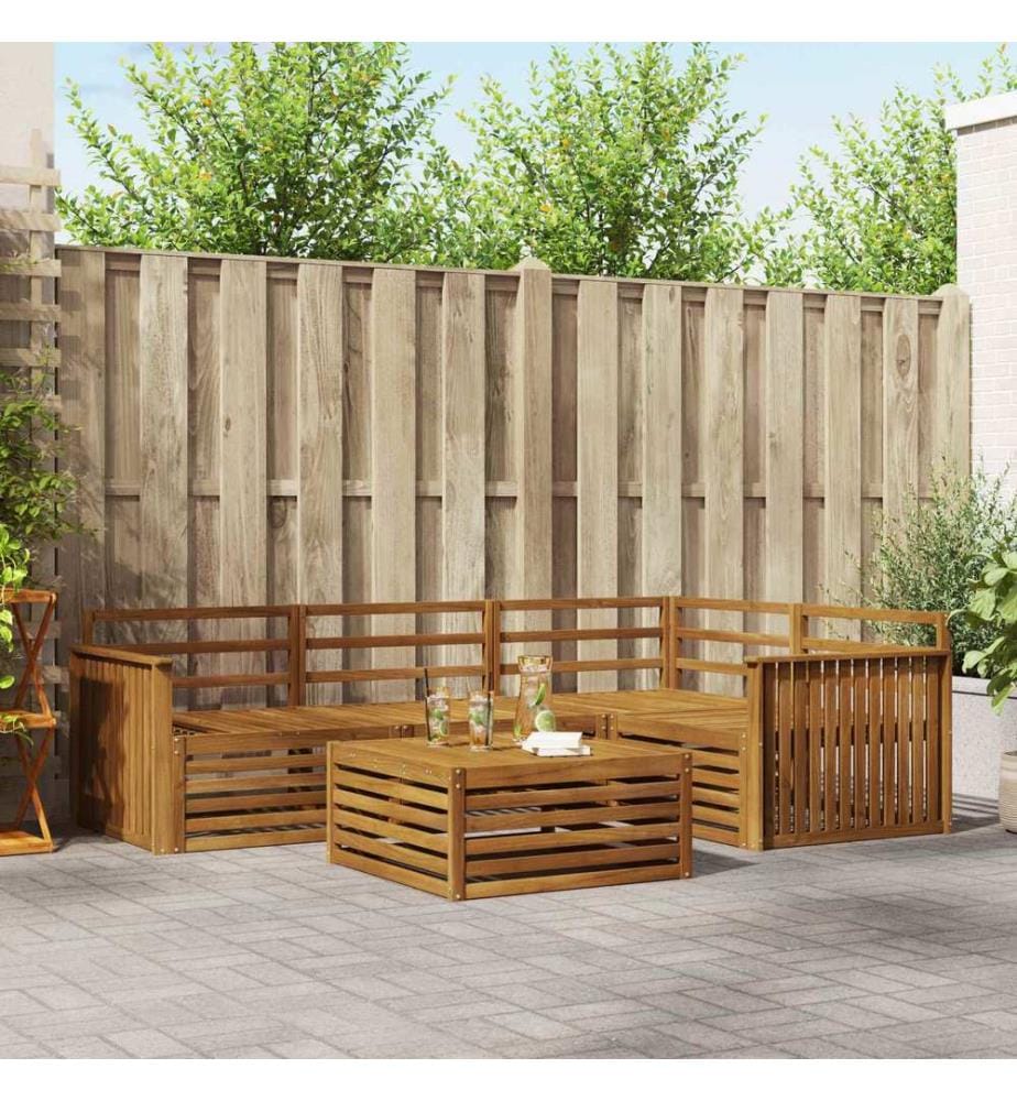 vidaXL Ensemble de canapés d'extérieur 5 pcs Naturel