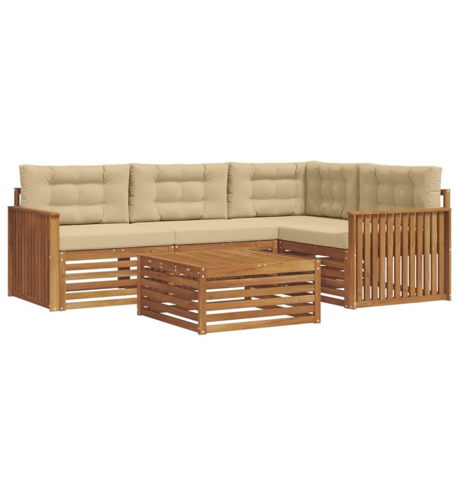 vidaXL Ensemble de canapés d'extérieur 5 pcs Naturel et Beige