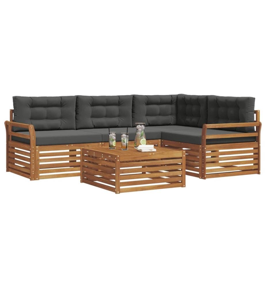 vidaXL Ensemble de canapés d'extérieur 5 pcs Naturel et Anthracite