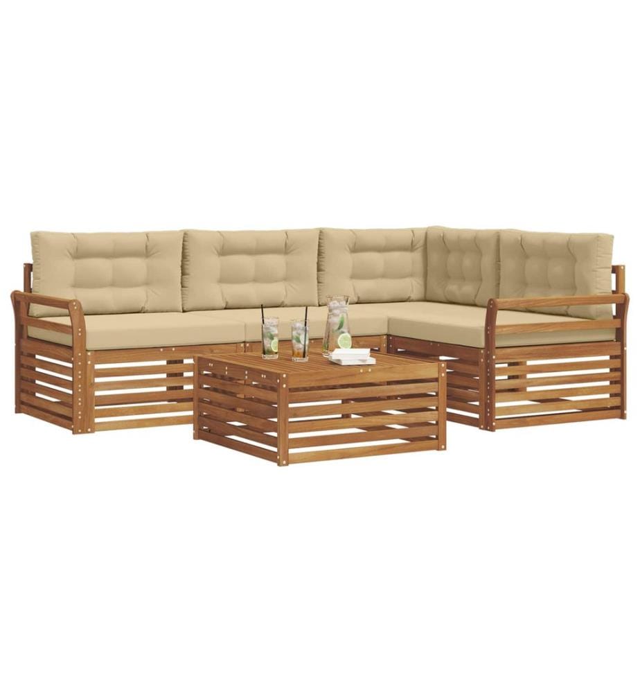 vidaXL Ensemble de canapés d'extérieur 5 pcs Naturel et Beige