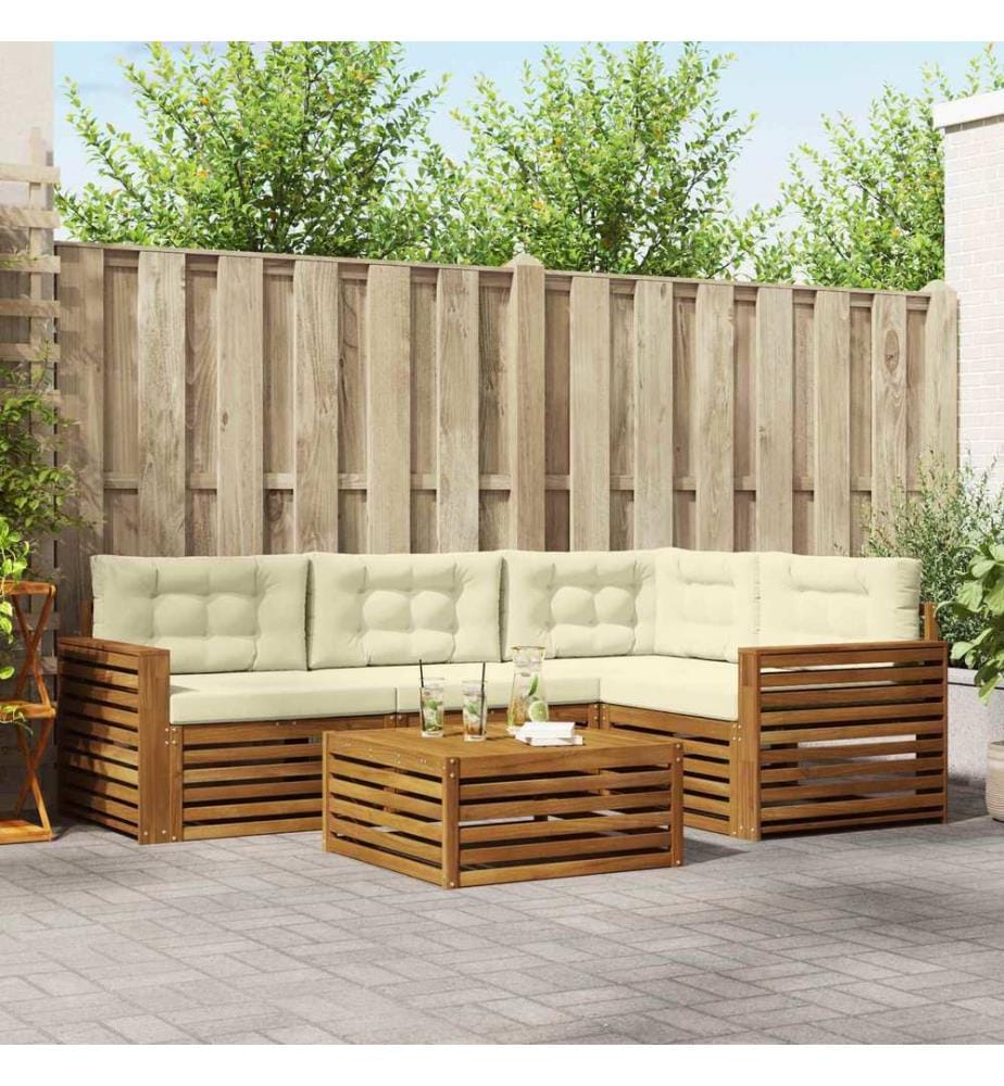 vidaXL Ensemble de canapés d'extérieur 5 pcs Naturel et Crème