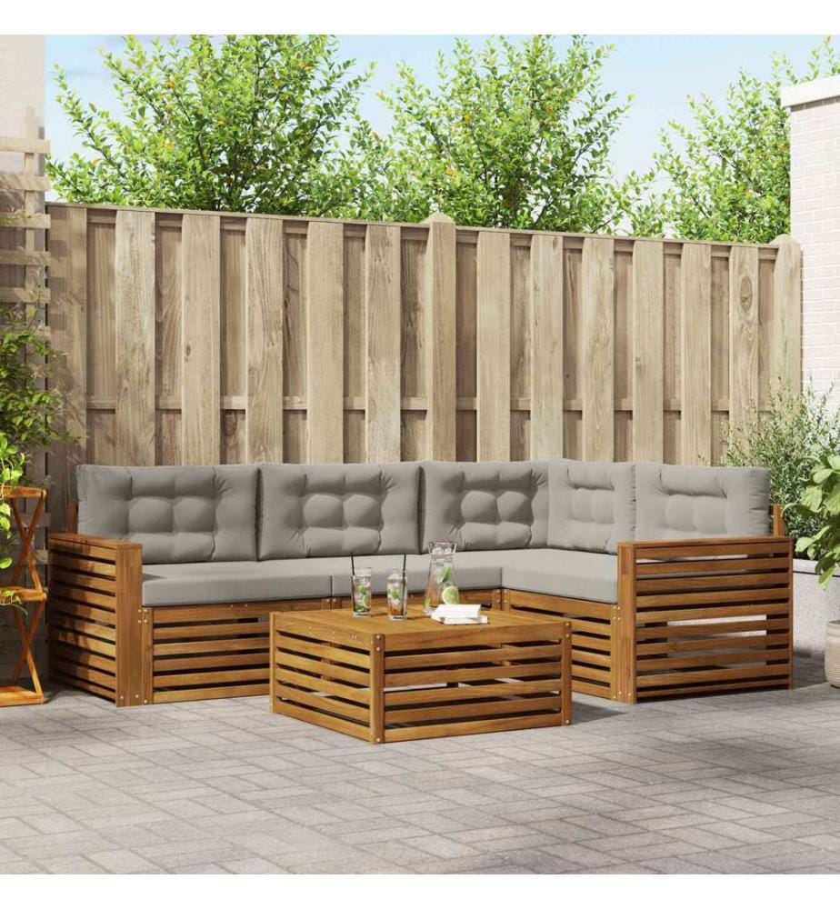 vidaXL Ensemble de canapés d'extérieur 5 pcs Gris Naturel et Clair