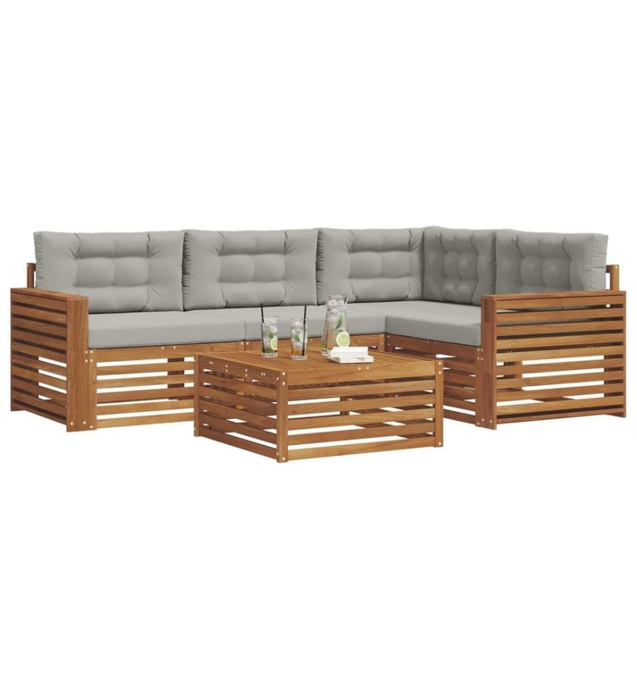 vidaXL Ensemble de canapés d'extérieur 5 pcs Gris Naturel et Clair