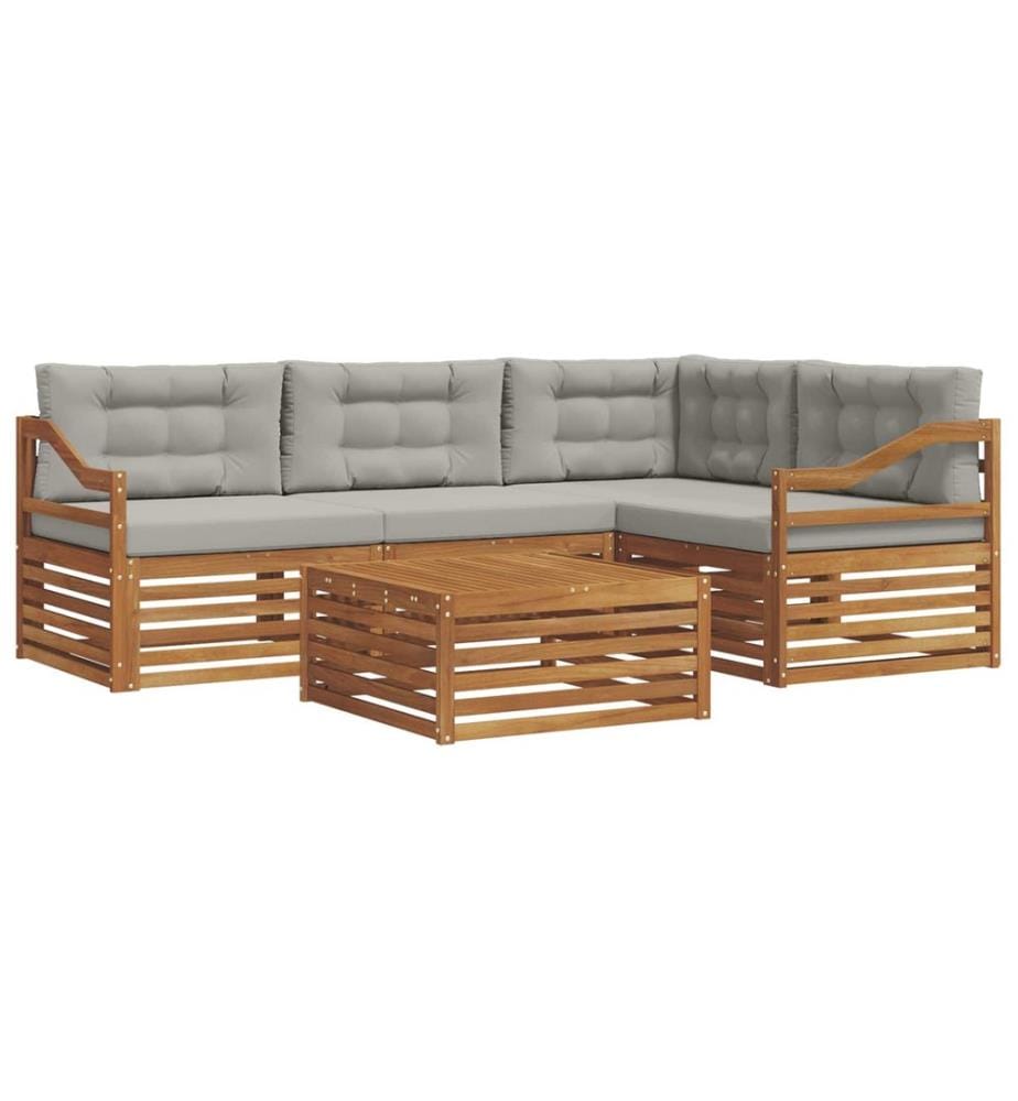 vidaXL Ensemble de canapés d'extérieur 5 pcs Gris Naturel et Clair