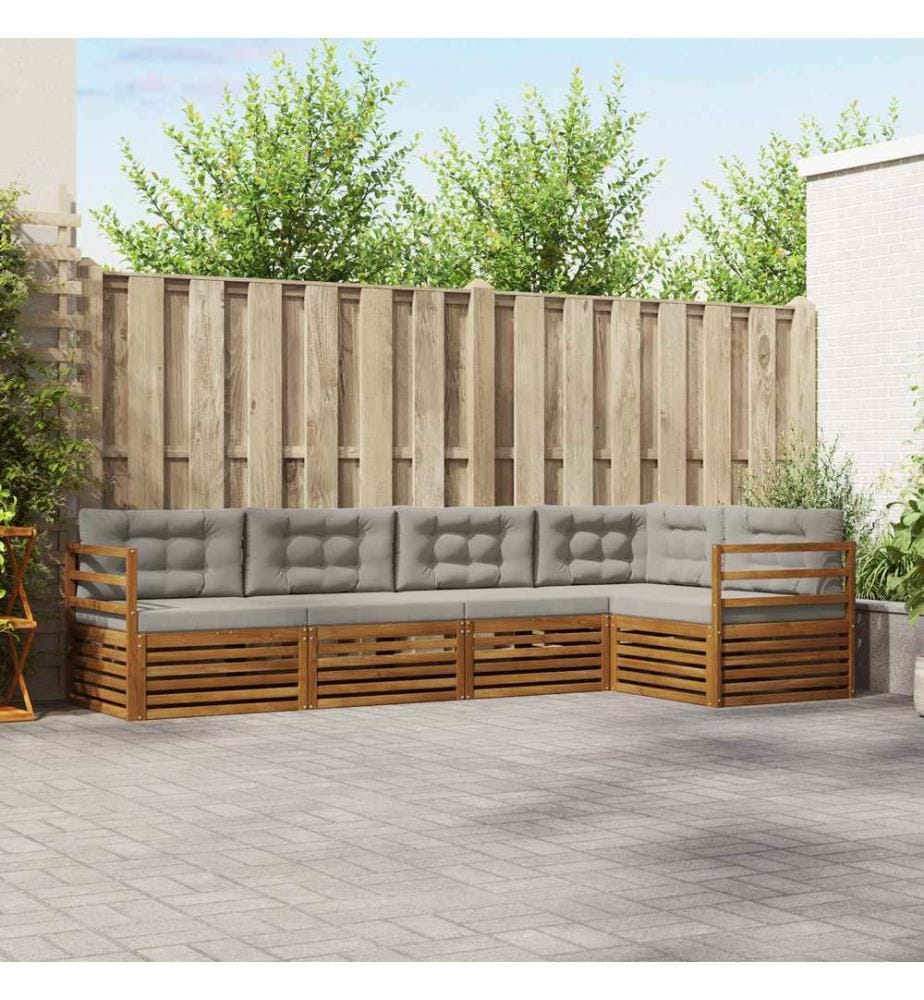 vidaXL Ensemble de canapés d'extérieur 5 pcs Gris Naturel et Clair