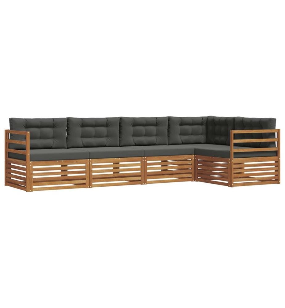 vidaXL Ensemble de canapés d'extérieur 5 pcs Naturel et Anthracite