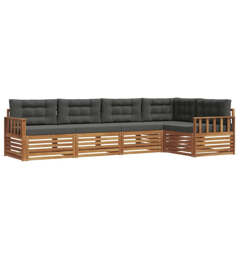 vidaXL Ensemble de canapés d'extérieur 5 pcs Naturel et Anthracite